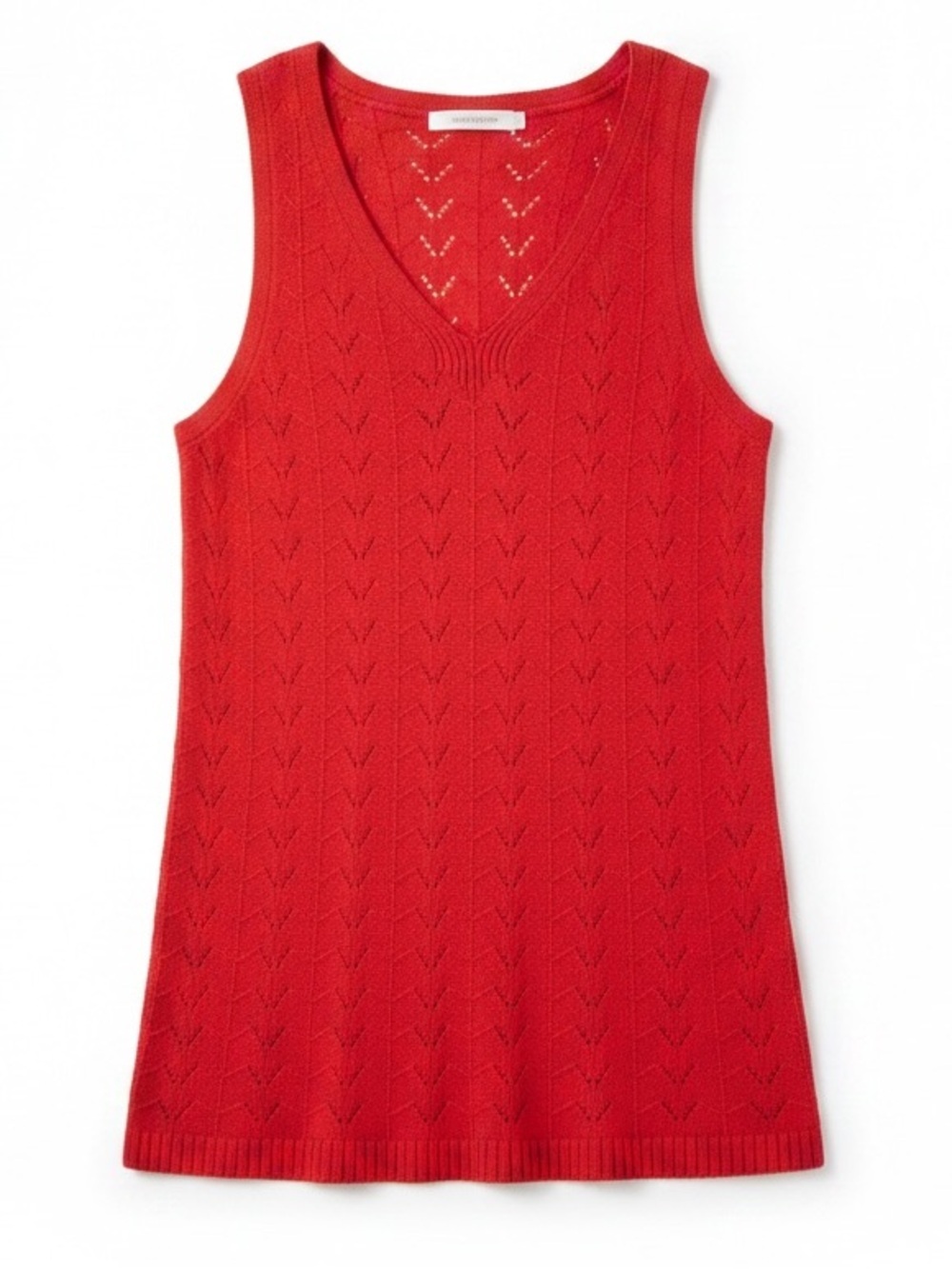 Gap Coral Red Textured Longer Tank. NWOT, Size L, Soft Top, V Neck front & back